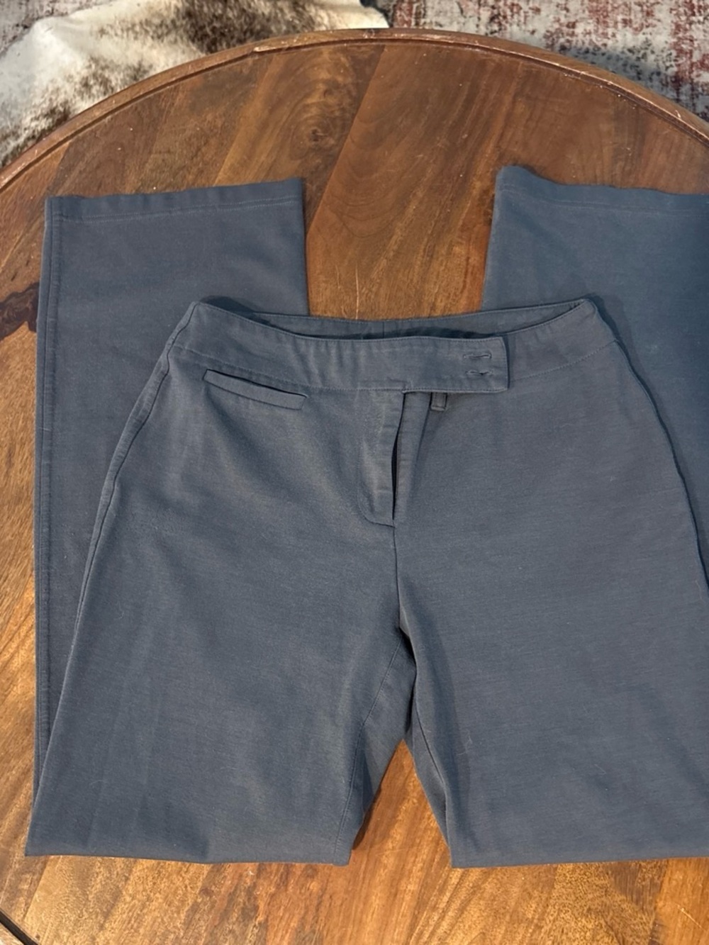Eileen Fisher Slate Blue Wide-Leg Knit Pants